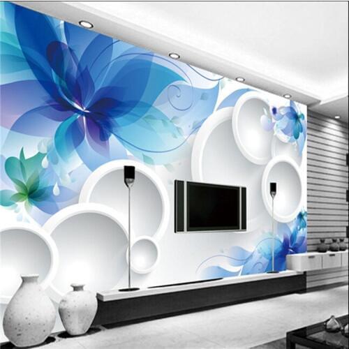 Simple modern flower circle background wall paper living room sofa background wall TV painting 3D custom size mural