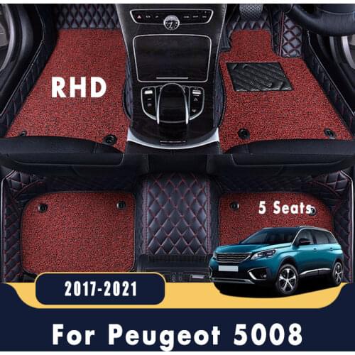 RHD Double Layer Wire Loop Carpets Car Floor Mats Accessories Decoration Rugs For Peugeot 5008 MK2 2019 2018 2017 (5 Seats)