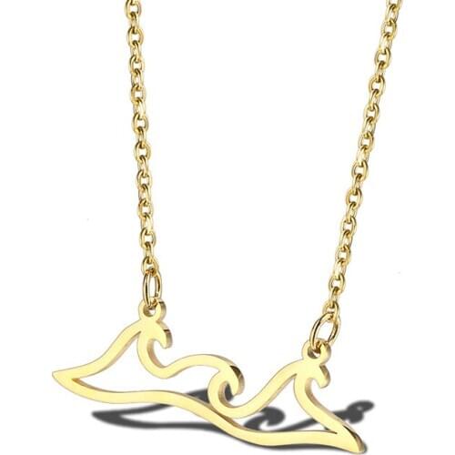 RIR Origami Geometric Summer Beach Wave Necklace Ocean Lake Surf Necklaces Jewelry Bachelorette Party Favors Jewellery