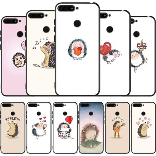 Cute Cartoon Hedgehog black Silicone Phone Case For honor 30 20 Pro 8 8X 9 10 20 Lite Mate 10 20 30 Lite Pro cover
