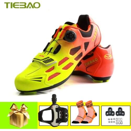 Tiebao Road Cycling Shoes Men Pro Sapatilha Ciclismo Women Racing Road Bike Shoes Nylon TPU Breathable Auto-lock Bicycle Shoes