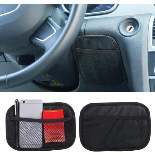 Car Storage Bag Universal Car Vehicle Stylish Mesh Net Storage Bag Phone Holder Pouch Organizer Durable Adhesive Back