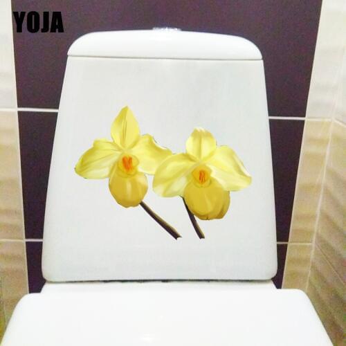 YOJA 23.6X17.8CM Yellow Flower Home Decor Living Room Wall Sticker Fashion WC Toilet Decal T1-1579