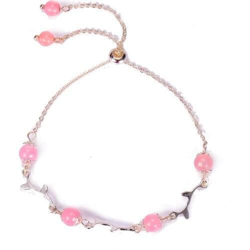 Charm Bohemia Vintage fashion Pink natural bead Chain Bracelet Women natural stone Bracelets Anklet Jewelry Party Gift Wholesale
