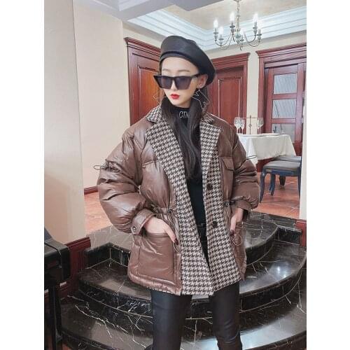 New cashmere coat fashion bright face stitching woolen coat female Korean version loose and thin cotton thick woolen Overcoat