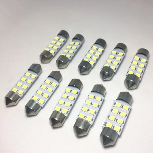 100pcs Car Interior Dome Festoon Light Festoon LED 31mm 36mm 39mm 41mm White Reading Bulb 8SMD 1210 Super Bright Bulbs Lamp 12V