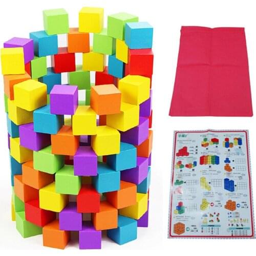 100 pcs/set Wooden Cubic Brick Game 2.5cm Cubes DIY Color Blocks Set Toys Wooden Educational Toys For Baby Kids Gift