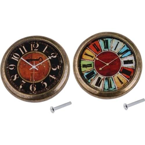 2 Pieces Vintage Clock Cabinet Door Drawer Handle Pull Knob Hardware