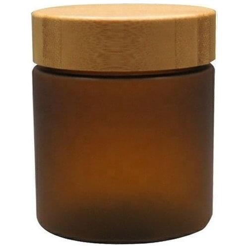250g 250ml Amber Frosted Plastic PET Cream Bottle Jars With Bamboo Lid Candy Jars Plastic Jar Cosmetic Container Packaging