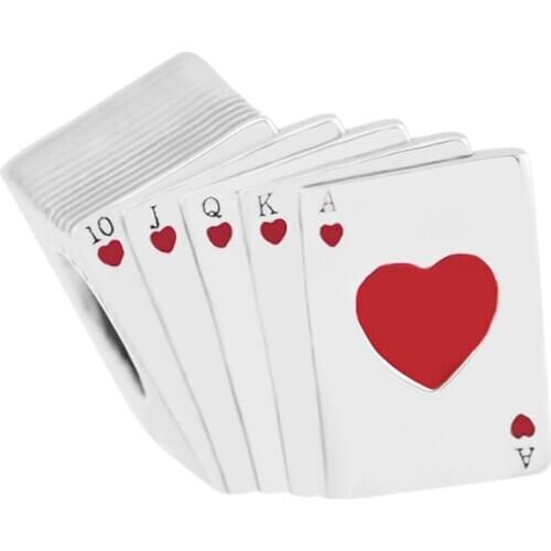 Authentic 925 Sterling Silver Playing Cards Charms Beads DIY Jewelry Making Gift for Women Fits Pandora Bracelets