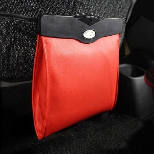 Auto Car Seat Back Hanging LED Trash Can Organizer Garbage Holder Storage Bag