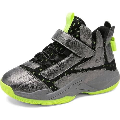 Basketball Boys Sneakers Children Shoes For Kids Sneakers Girls Shoes Leather Mesh Patchwork Breathable Anti-slippery Running
