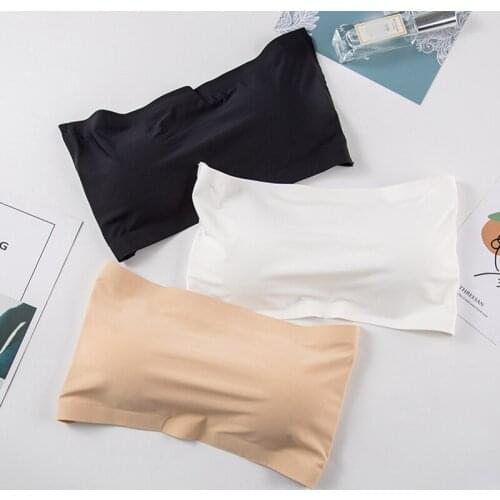 Seamless One-piece Tube Tops Women Removable Pads Intimates Basic Strapless Bra Sexy Lingerie Laides Bandeau Push Up Crop Tops