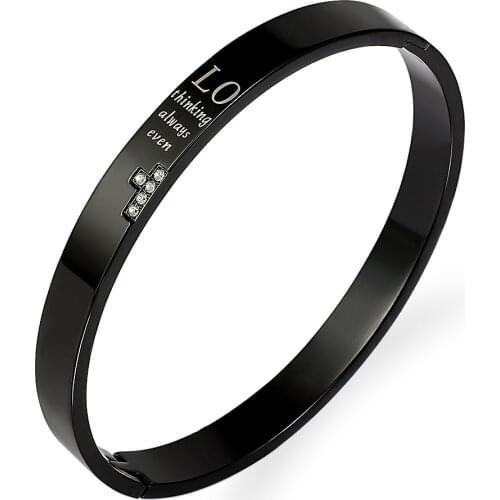 FYSARA Lover Couple Rose Gold Black Color Stainless Steel Bangles Bracelets For Women And Man Open Simple Round Armband Jewelry