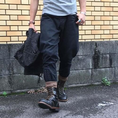 YUTUMM Homemade 40s Jodhpur Pants Metal Button Chino Black Retro Cargo Pants