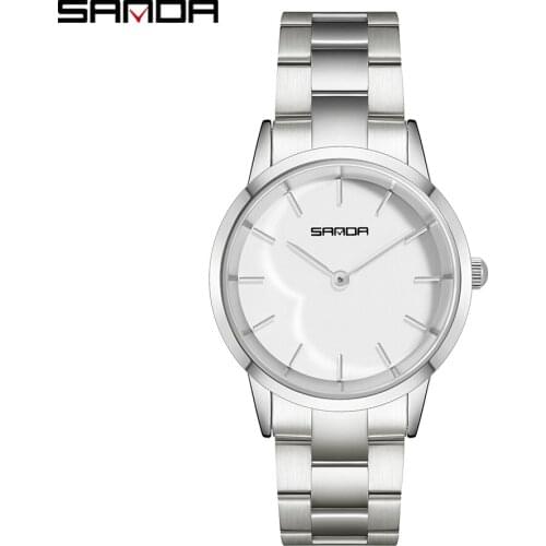 SANDA 2020 Fashion New Women Watch Steel Strap Simple Delicate Dial Waterproof Quartz Wristwatch Gifts Relogio Feminino 1051