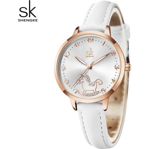 Shengke Original Design Women Leather Watches Cute Horse Lady Simple Wirstwatch Japan Quartz Movement Fashion Brand Reloj Mujer