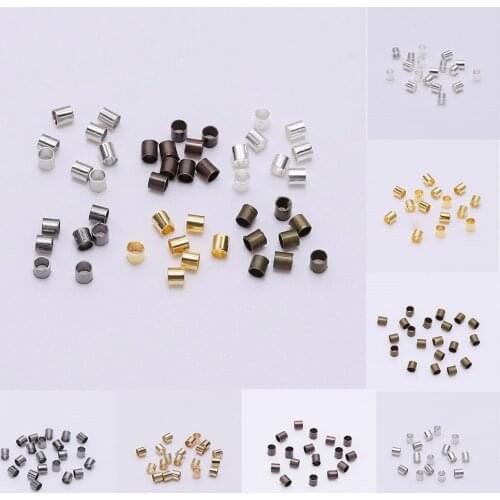 500pcs 1.5 2.0 2.5mm Alloy Zinc Cylinder Round Copper Tube Crimp End Beads Stopper Spacer Beads For Jewelry Making Wholesale