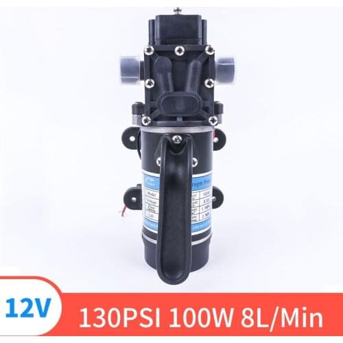 DC 12V 130PIS 100W 8L / Min High Quality Small Safety High Pressure Miniature Diaphragm Self-priming Pump For Liquid Filling