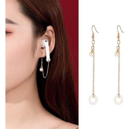 For Apple Airpods 1 2 3 Pro Stylish Wireless Headset Earring Bluetooth Earphone Anti-Lost Ear Clip Star Pearl Earrings 2pcs
