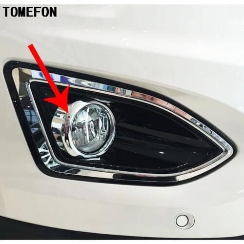 For Ford Edge 2015 ABS Chrome Auto Front Bottom Inside Fog Light Lamp Cover Trim Head Round Foglight Frame Car Styling