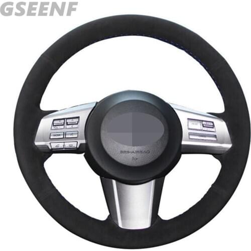 Car Steering Wheel Cover For Subaru Legacy 2010 2011 Outback 2010 2011 Black Hand-stitched Comfortable Suede