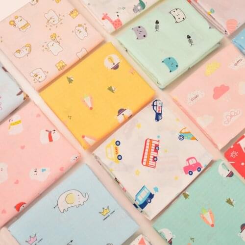 100% Cotton Double Gauze Fabric Cartoon for Quilting Baby Clothes DIY Handmade Sewing Textile