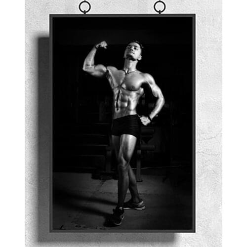 Fitness Bodybuilding Man Strong Muscles Bronze Skin 2 Wall Sticker Silk Fabric Poster Art Indoor Decor Bright