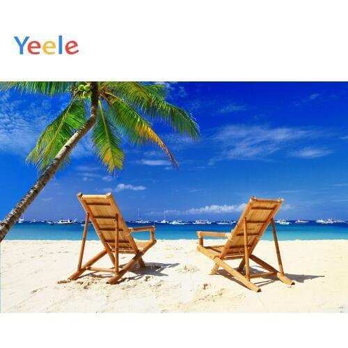 Yeele Summer Seaside Backdrops Blue Sky Chair Portrait Photography Background Custom Photographic Backdrop For Photo Studio