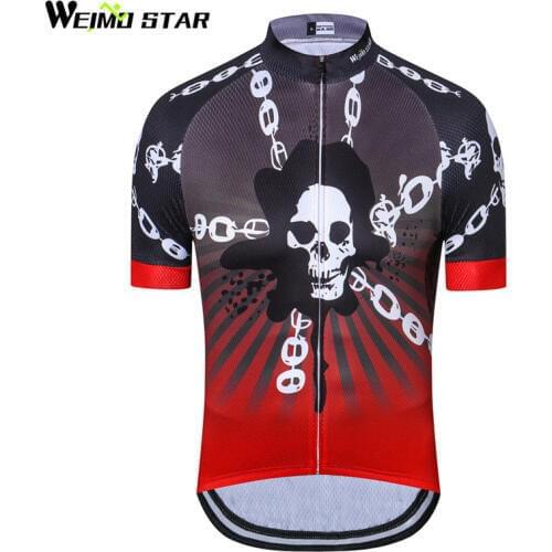 Weimostar Skull Cycling Jersey Shirt Men Summer Short Sleeve Cycling Clothing Ropa Ciclismo Quick Dry Downhill mtb Bike Jersey