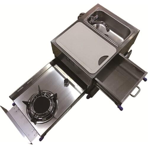 580*390*310mm Stainless Steel Pull Type Ketchen 1 Burner Gas Cooker With Sink Boat Caravan RV Camper GR-C001