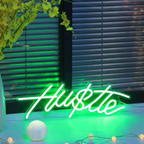 Custom Green Hustle neon sign Waterproof Flex Neon Sign Visual Art Bar Pub Club Acrylic Wall Hanging Flexible Sign decoration
