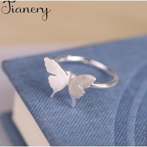 JIANERY Bohemian Silver Color Butterfly Rings For Women Gifts Girls Open Retro Antique Rings Wedding Jewelry