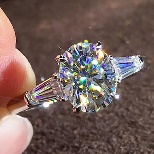 18K AU750 White Gold Women Wedding Anniversary Engagement Party Ring 1 2 3 4 5 Carat Oval Moissanite Diamond Ring Trapezoidal