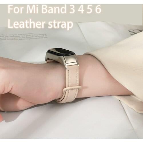 Leather Strap for Xiaomi Mi Band 3 4 Wrist Strap Screwless Bracelet for Mi Band 5 6 NFC Watch Band Amazfit Band 5 Strap Bracelet