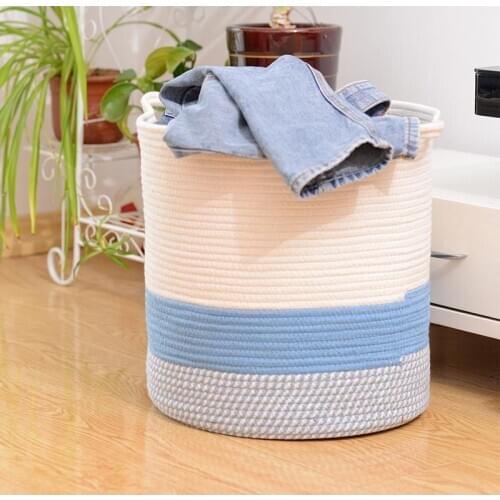 Creative Woven Storage Basket Fabric Cotton Line Laundry Basket Portable Storage Basket Household Debris Storage Box 2
