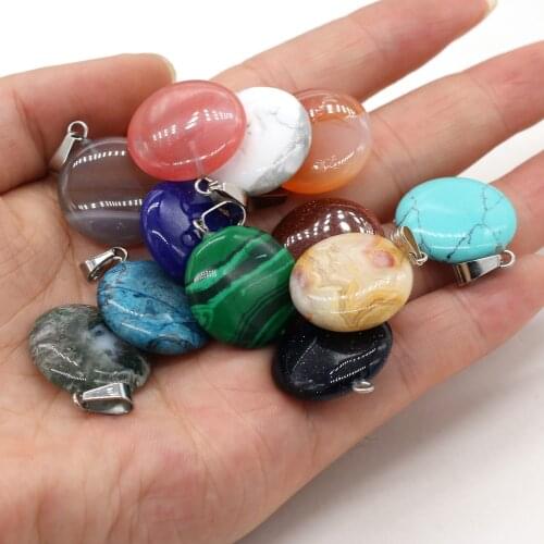 Natural Stone Pendant Round Shape Semi-precious Stones Exquisite Charm for Jewelry Making DIY Necklace Bracelet Accessories