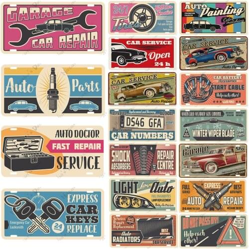 Car Repair Metal Tin Sign Car Service Metal Signs Garage Vintage Poster Metal Plaque Club Pub Bar Home Wall Decorative Plate