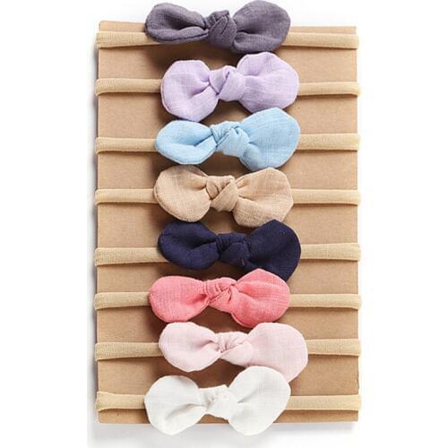 Lovely bow baby hair ornament girls cotton linen non trace hair belt Baby Super Soft Headband hair accessories for Children