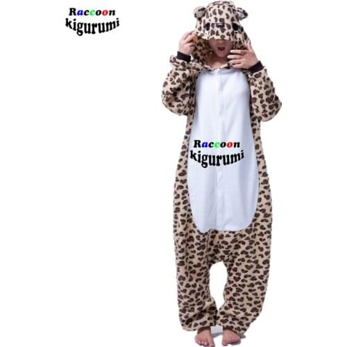 Men Cartoon Pijamas Leopard Bear Onesie Adults Women Girl Sleepwear Anime Cospiay Pajama Winter Flannel Raccoon Kigurumi Boy