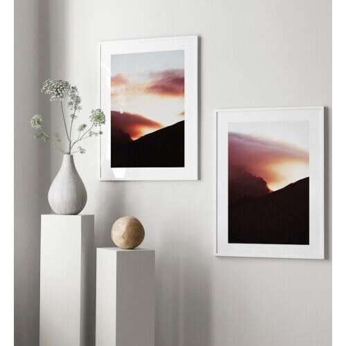 Sunset Mountains Gradient Cloud Nordic Paper Painting Wall Art Paper Painting Landscape Wall Pictures For Living Room Decorative