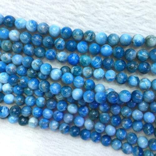 Natural Genuine Madagascar Blue Apatite Round Jewellery Loose Ball Beads 6-12mm 15" 05397