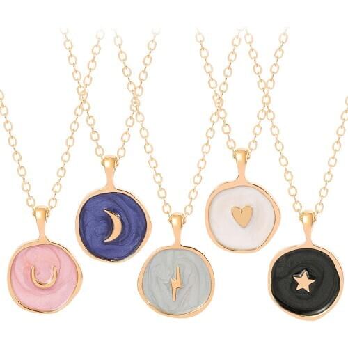 New Fashion Moon Star Heart Lightning Pendant Necklace for Women Engagement Party Jewelry Chains Necklace Korea Choker Gifts