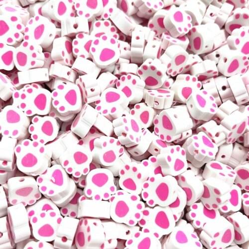 New 30pcs 10mm Footprints Pattern Polymer Clay Spacer Loose Beads for Jewelry Making DIY Bracelet Accessories #03