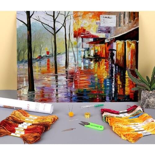 November In Paris Pre-Printed 11CT Cross Stitch Kit Embroidery DMC Threads Handmade Handiwork Knitting Craft Design Wholesale