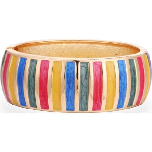 ORNAPEADIA 2021 New Creative Bracelet Simple and Versatile Ladies Wide Bracelet Color Dripping Fashion Metal Exquisite Retro