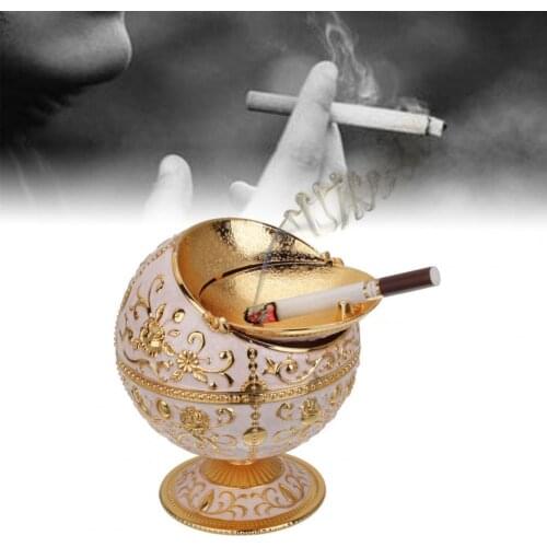 Ash Tray Windproof Vintage Zinc Alloy Fancy Gift Ashtray Storage for Living Room