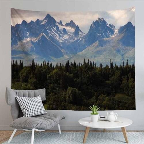 Natural Scenery Foggy Forest Tapestry Wall Hanging Gray Landscape Dorm Tapestry Wall Carpet Psychedelic 95x73cm/150x130cm
