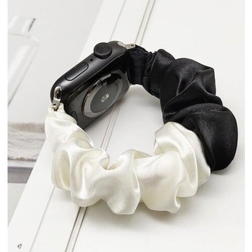 New Double Color Scrunchie Watch Band for Apple Watch 40mm 44mm 38mm 42mm for Iwatch Series 6 SE 5 4 3 Women Elastic Bracelet