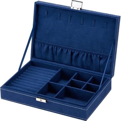 Jewelry Box Velvet Storage Box with Lock Display Cabinet Multifunction Earring Necklace Ring Storage Box Display